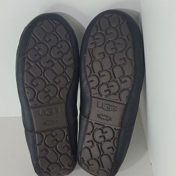 UGG Men's Ascot Slipper Dark Spice Leather Sheep Wool Size 9 NWOB - Picture 11 of 12